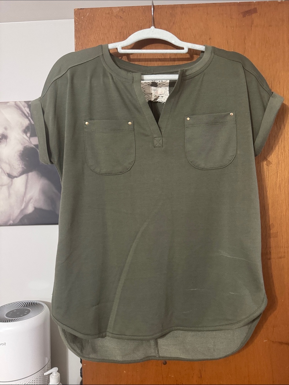 Cupio Olive Green Short Sleeve Pocket Tee